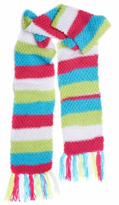 Bright Stripes Textured Scarf in Red Heart Super Saver Stripes - LM5806 - Downloadable PDF