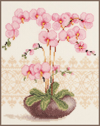 Vervaco Pink Orchid Cross Stitch Kit - 18cm x 23cm