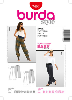 Burda Style Trousers Sewing Pattern B7400 - Paper Pattern, Size 8-34