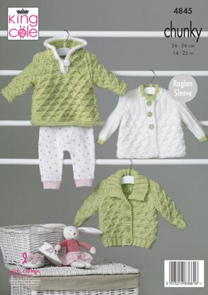 Hoody, Jacket and Matinee Coat in King Cole Chunky - 4845 - Downloadable PDF