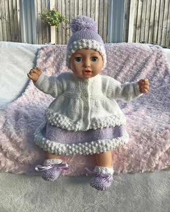 P109 Doll's Cardigan and Dress Set