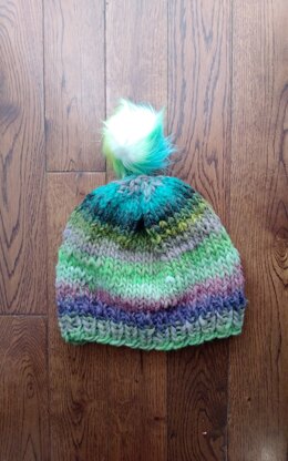 Green Purple Gray Wool Beanie