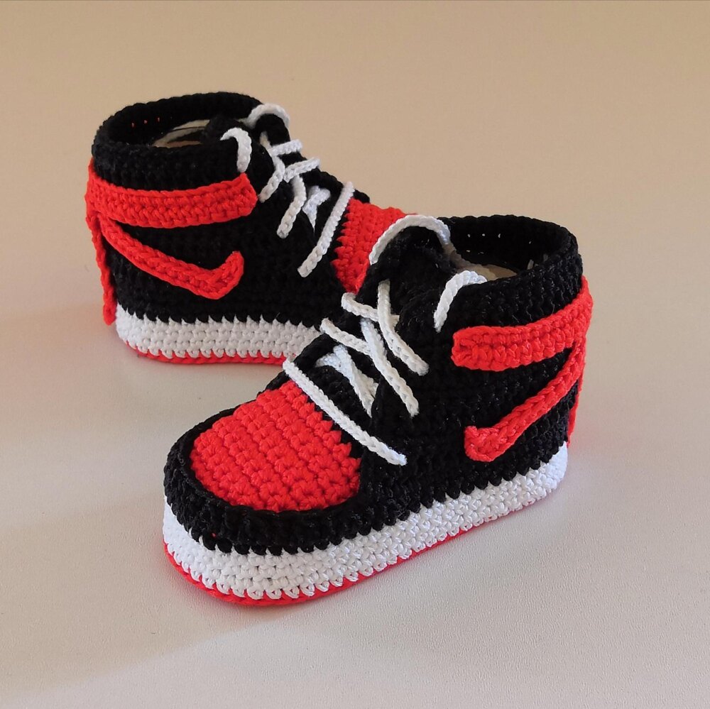 Baby basketball sneakers inspired by Air Jordan Crochet pattern by Anna Ushakova LoveCrafts