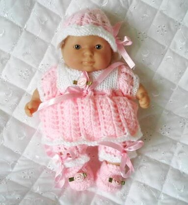 Berenguer Dolls clothes knitting pattern, Dress, Hat and Shoes