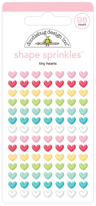 Doodlebug Sprinkles Adhesive Glossy Enamel Shapes - Tiny Hearts, Christmas Magic 98/Pkg