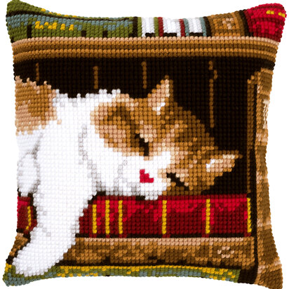 Vervaco Sleeping Cat Cushion Front Chunky Cross Stitch Kit - 40cm x 40cm