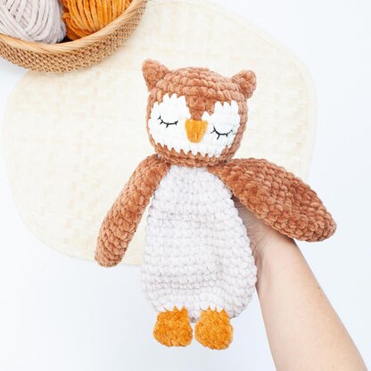 Crochet owl snuggler pattern, Owl lovey