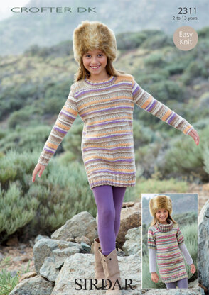 Round Neck and Cowl Neck Sweater Dresses in Sirdar Crofter DK - 2311 - Downloadable PDF