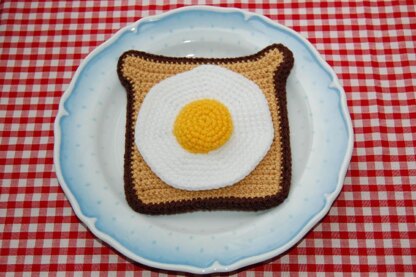 Crochet Pattern for Fried Egg on Toast / Breakfast - Fake Food