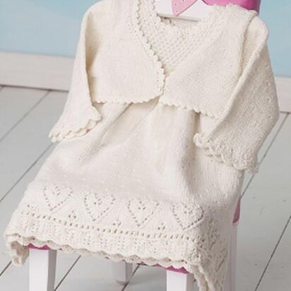 Lucia Dress Bolero Hat Knitting Pattern Baby 5 sizes 0-12 Months Reborn Christening Summer