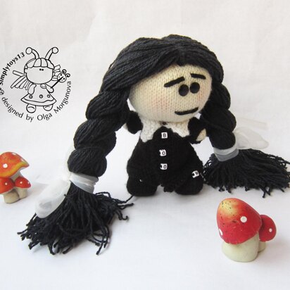 Pebble doll WEDNESDAY ADDAMS