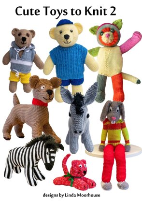Cute Toys to Knit 2 - bear, donkey, rabbit, dog, cat, zebra