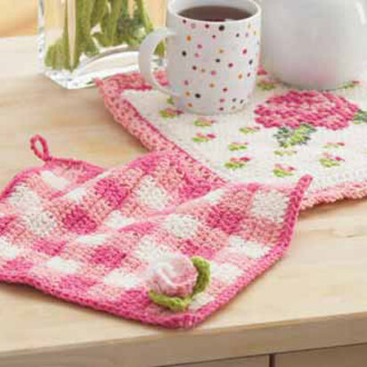 Rose Potholder and Dishcloth in Lily Sugar 'n Cream Solids