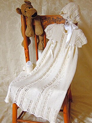 Christening gown, bonnet and shoes set - P005