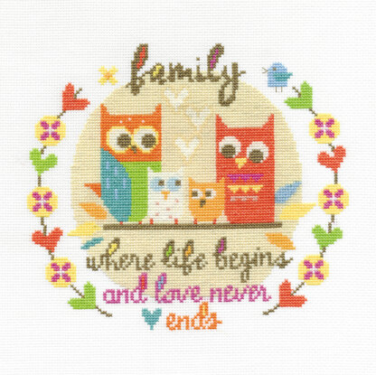 DMC Family 14 Count Cross Stitch Kit - 27.8cm x 18cm