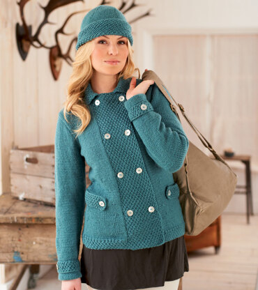 Double Breasted Jacket and Hat in Rico Essentials Soft Merino Aran - 185