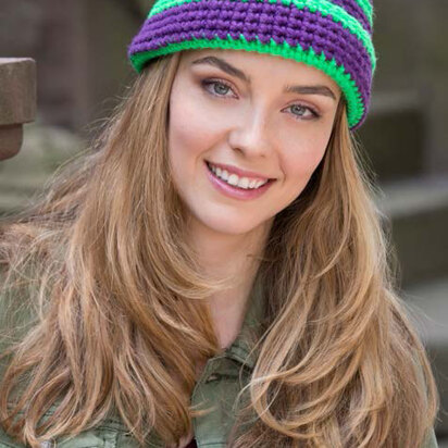 Snappy Stripe Hat in Red Heart Heads Up - LW3825 - Downloadable PDF