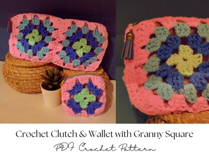 Crocheted handbag & wallet with Granny squares