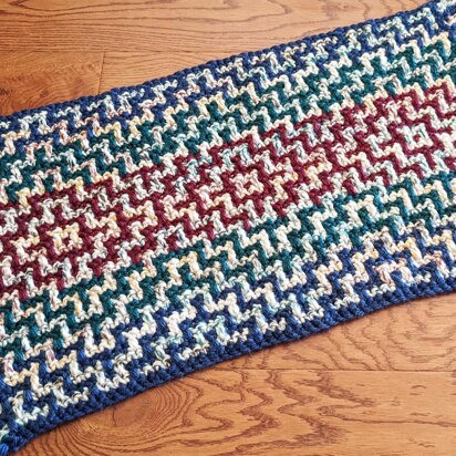 Reversible Sashiko Mosaic Crochet Rug