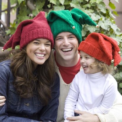 Jingle Bells Family Hats in Red Heart Super Saver Economy Solids - WR1868 - knitting pattern