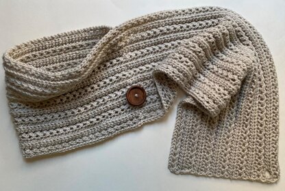 Easy Crochet Scarf Pattern: Cute-N-Easy Buttoned Cowl-Scarf