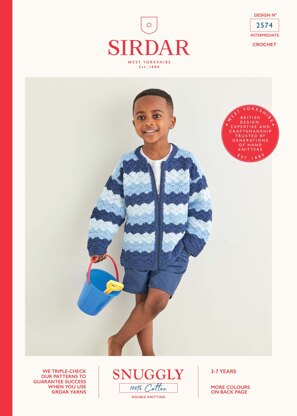 Kids Cardigan in Sirdar Snuggly 100% Cotton - 2574 - Downloadable PDF