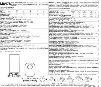 McCall's Bibs and Burp Cloths M6478 - Paper Pattern Size One Size Only