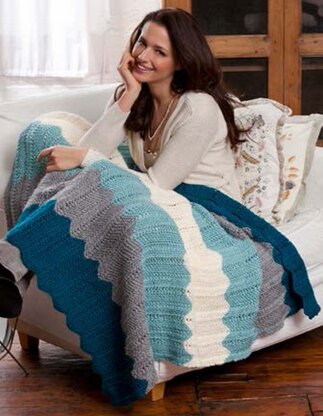 Chevron Knit Throw in Red Heart Soft Solids - LW2974
