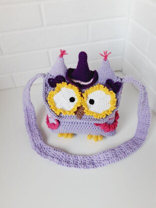 PDF crochet baby owl shoulder bag, owl purse pattern