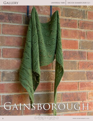 Women's Shawl Gainsborough in Universal Yarn Fibra Natura Cashmere Lusso - Downloadable PDF