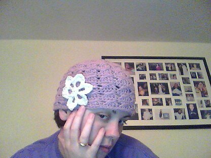 Long Double Crochet Hat with Flower