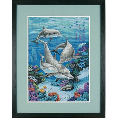 Dimensions Counted Cross Stitch Kit: The Dolphins Domain - 25.4 x 35.5 cm