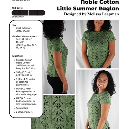 Little Summer Raglan in Cascade Yarns Noble Cotton - DK660 - Downloadable PDF