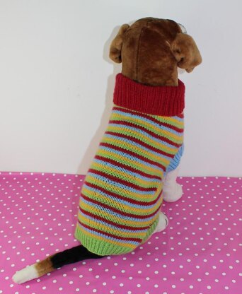 Dog Multi Colour Stripe Sweater Coat