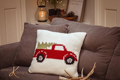 Farmhouse Truck Crochet Pillow Cover