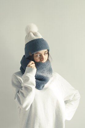 Set: Double Brim beanie and Cowl Scarf + VIDEO