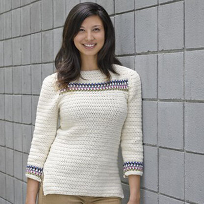 618 Banded Yoke Pullover - Sweater Crochet Pattern for Women in Valley Yarns Northampton