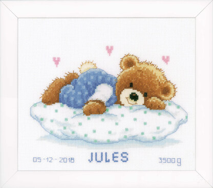 Vervaco Counted Cross Stitch Kit Snoozing Teddy Bear Cross Stitch Kit