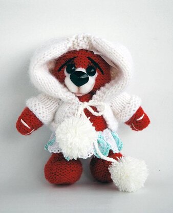 Winter Cherry Teddy bear with felted nose