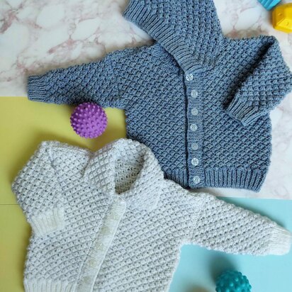 Baby Hooded Jacket Cardigan Bramble Stitch 16 - 24" BB040