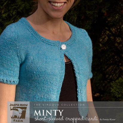 Minty Short sleeved Cropped Cardi in Juniper Moon Farm Moonshine