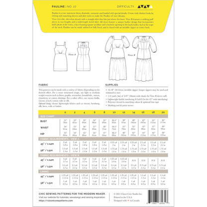 Closet Core Patterns Pauline Dress CCP027 - Sewing Pattern