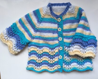 Baby Waves DK Cardigan from free pattern