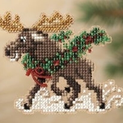 Mill Hill Merry Moose Fridge Magnet Cross Stitch Kit - Multi