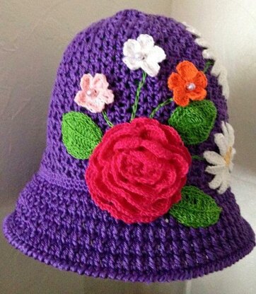 My Flower garden crochet summer hat