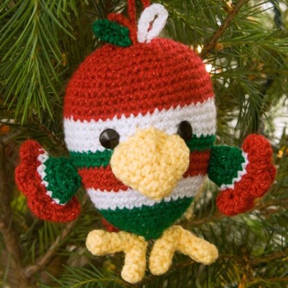 Bird Ornament in Red Heart Super Saver Economy Solids - LW2281