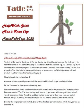 2 PDF Stick Man Stickman Amigurumi & Kneecap Help