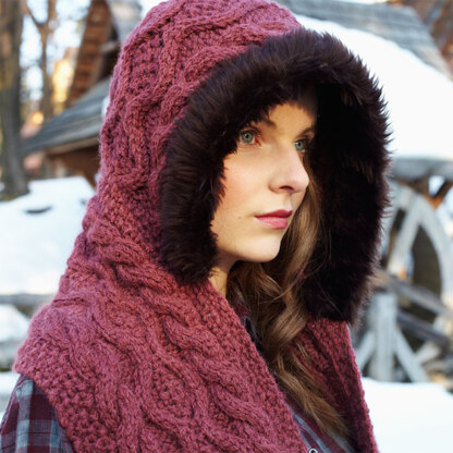 Fiorella Hooded Scarf - Knitting Pattern for Women in Debbie Bliss Paloma