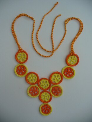 Round Flower Motifs Crochet Necklace