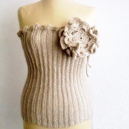 Crochet Bustier with Large Flower